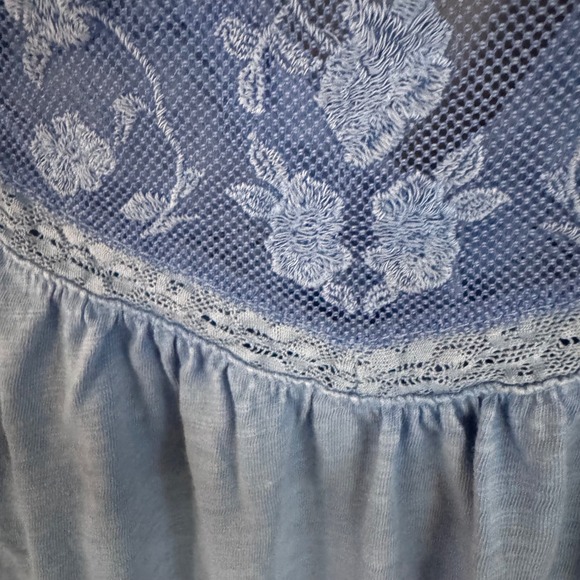 Sundance Older Blue Lace Trim V Neck Sleeveless Henley Top Women's  Sm Loose fit - Picture 7 of 8